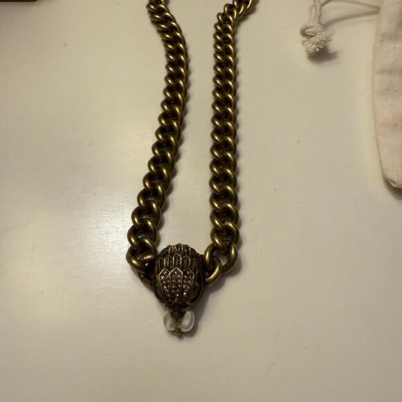 Kurt Geiger Gold Necklace Eagle Eye w Pearl - Picture 1 of 4